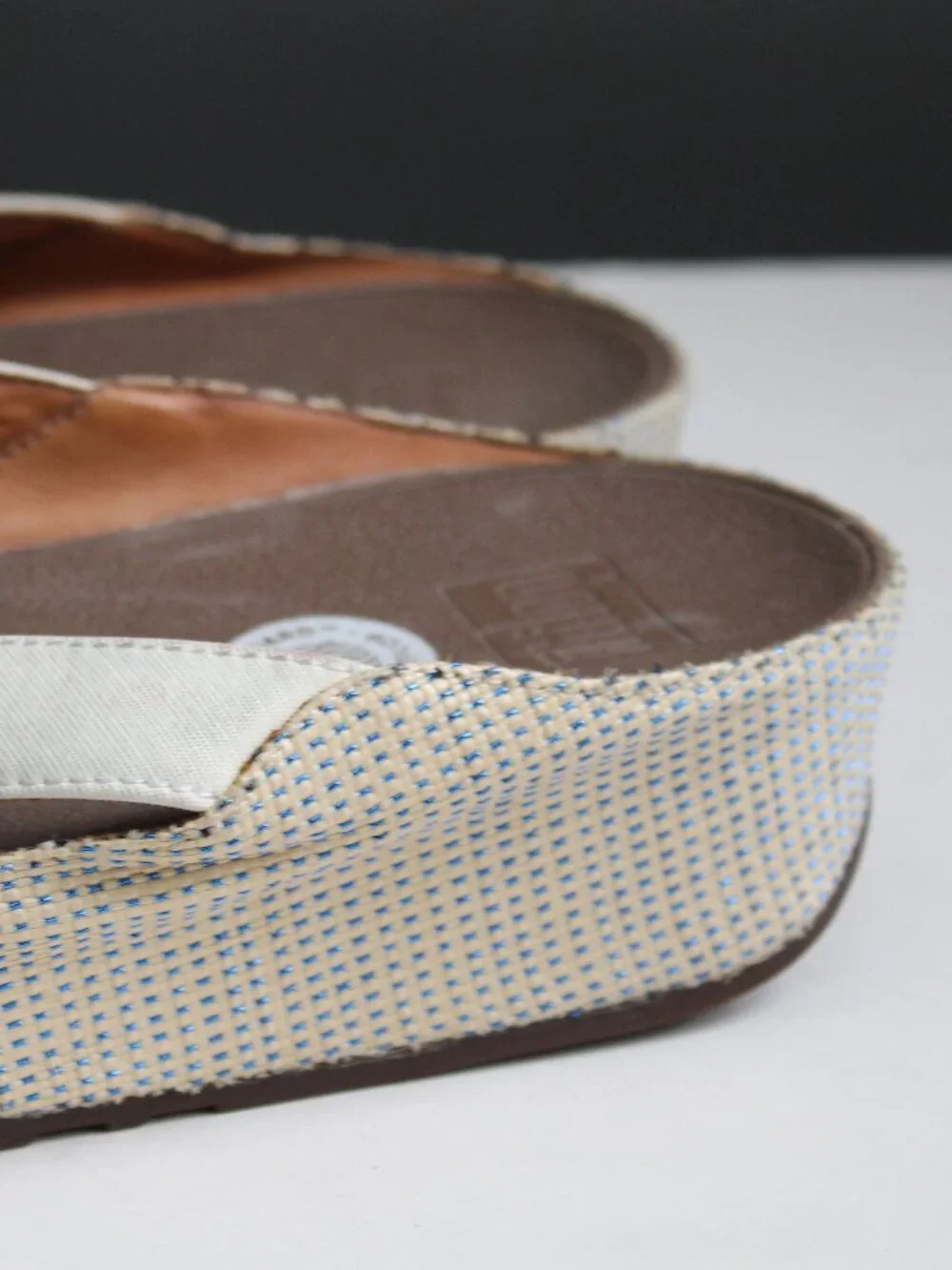 FitFlop Cream Wedge Slide Sandals with Floral Medallion